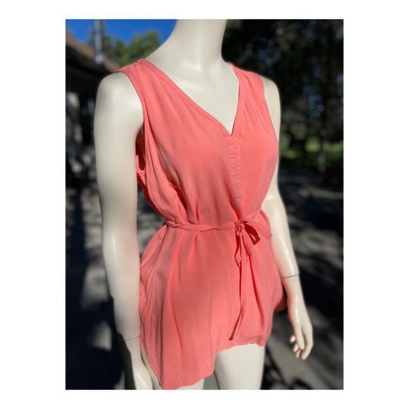 Thyme Maternity Tunic Tank Top V Neck Tie Waist Sz S - Picture 4 of 15